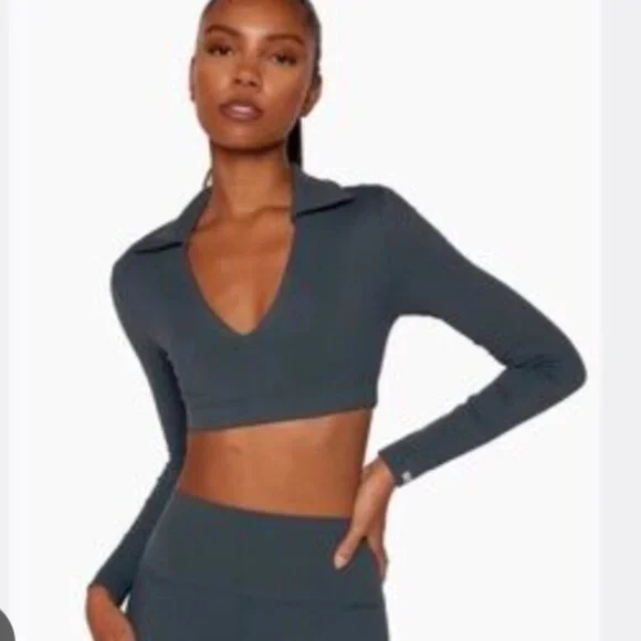 SET Active 2 Piece Luxform Workout Set - Longsleeve Bra & Leggings River Blue S - Picture 4 of 10